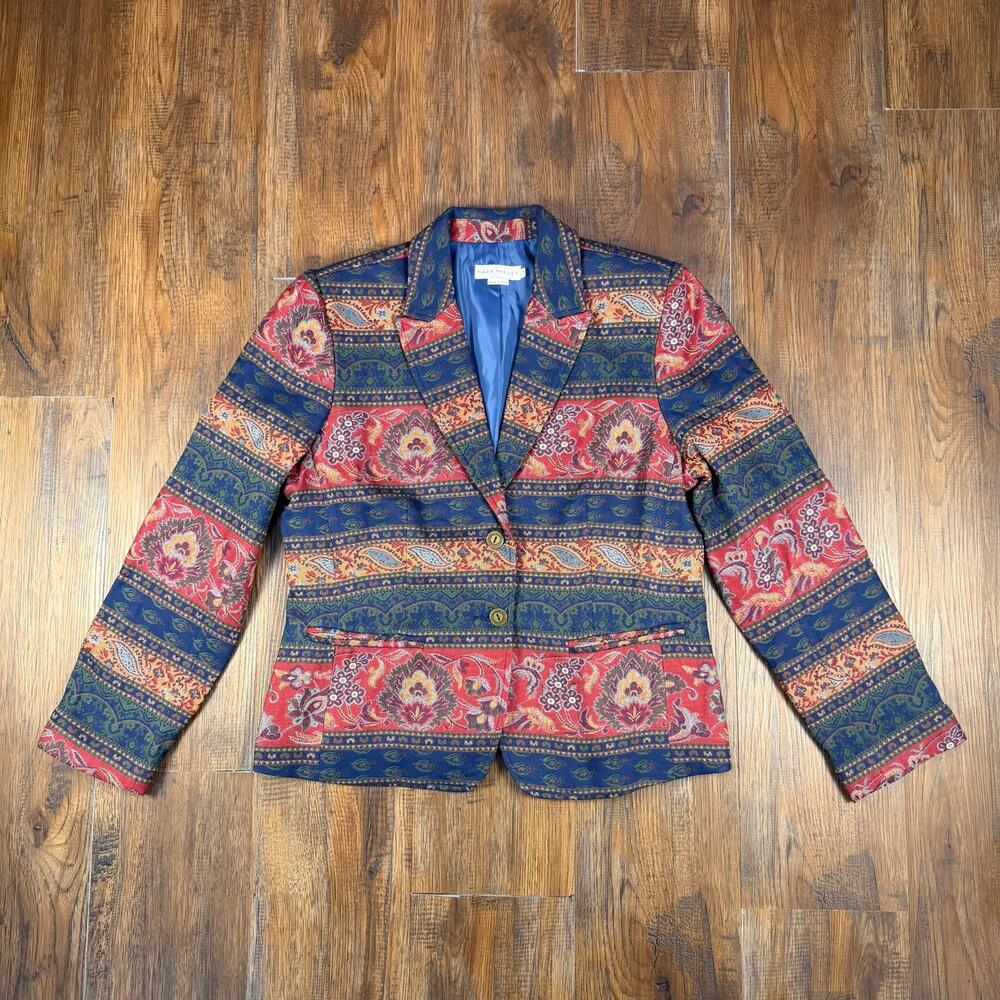 Napa Valley Vintage 2 button Blazer size 14 floral patchwork paisley tapestry